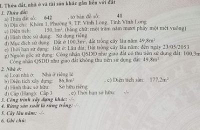  CHÍNH CHỦ CẦN BÁN NHÀ 1 TRỆT 1 LẦU - ĐƯỜNG 4M Ô TÔ VÀO TẬN NHÀ TẠI VĨNH LONG